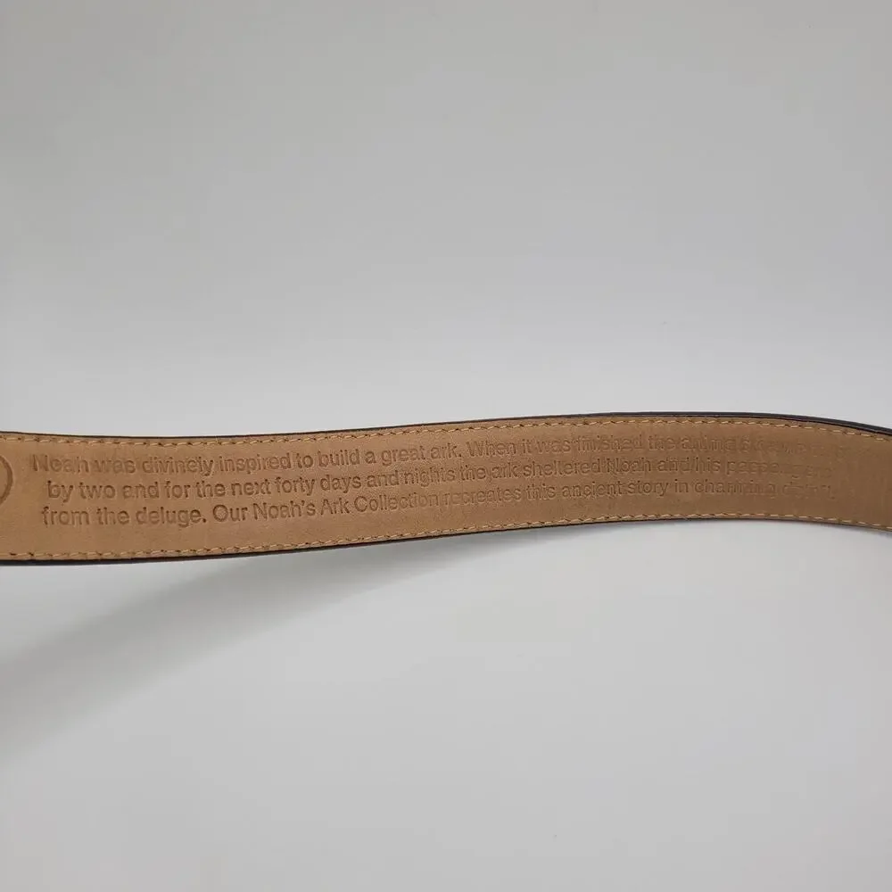 VTG Brighton Belt Sml Brown Leather Croc Embossed Noah's Ark Western 90s Cowgirl
